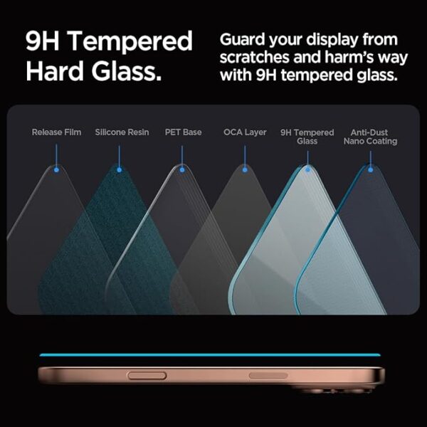 Spigen EZ Fit Tempered Glass Screen Protector Guard For iPhone 16 Pro Max - 2 Pack - Image 5
